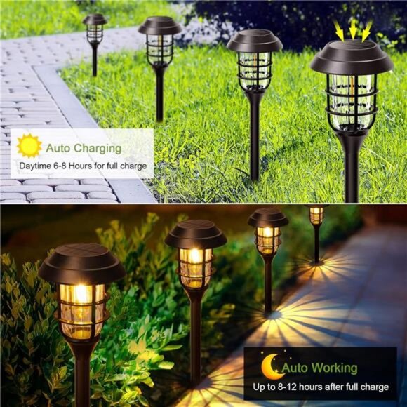 Solar Pathway Lights 8 Pack Outdoor Waterproof LED Garden Yard Patio Landscape - Picture 3 of 8